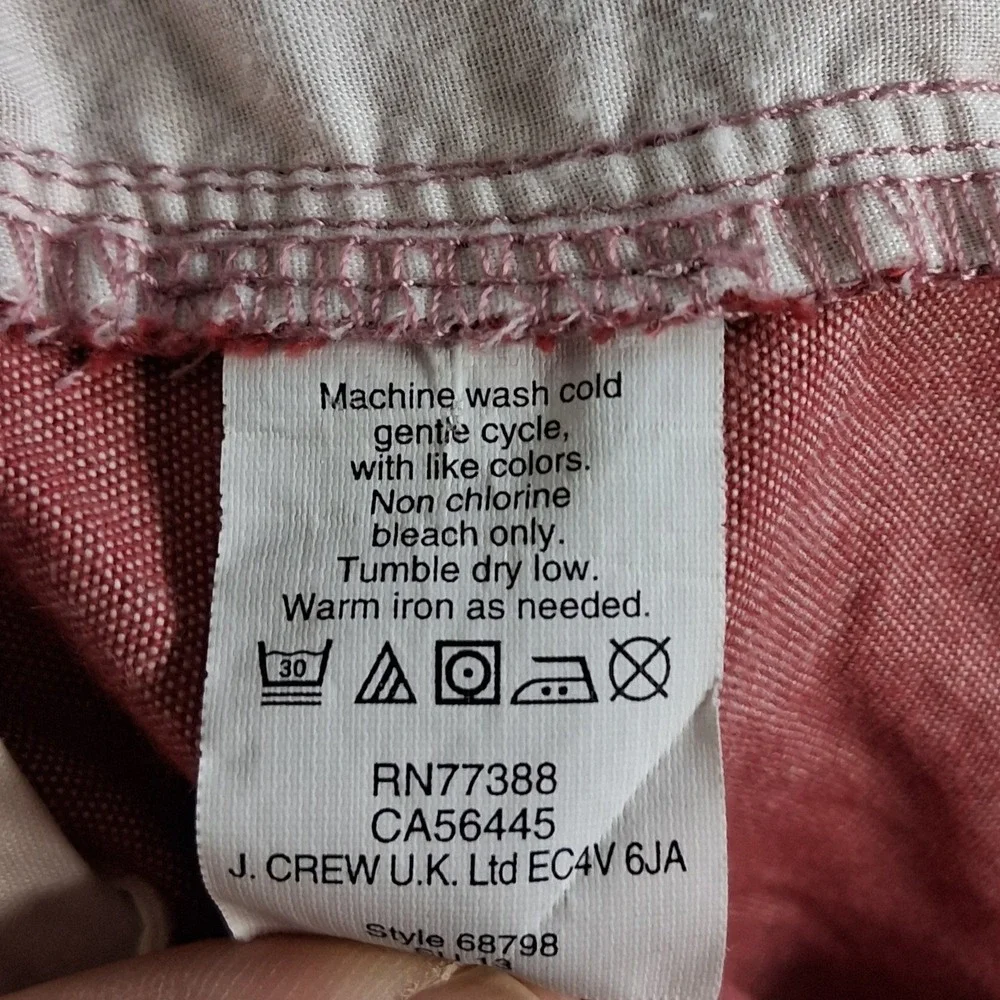 J. Crew Chino Shorts 40 Red Salmon Classic Fit Cotton Flat Front Lightweight